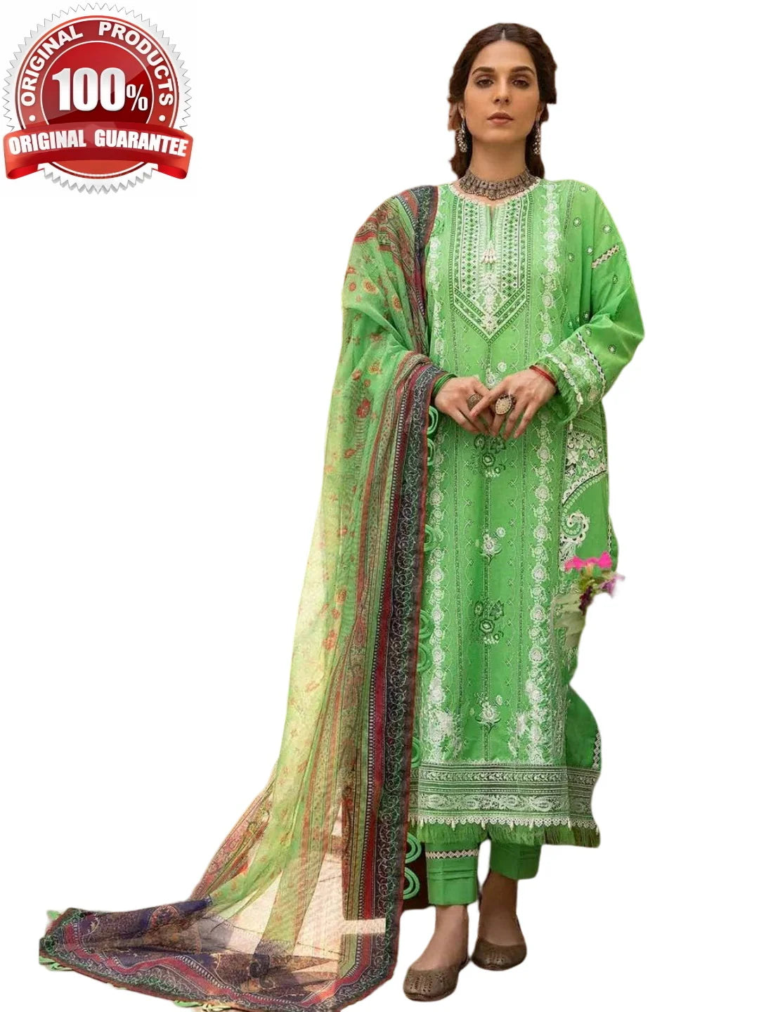 Green Embroidered Lawn Suit
