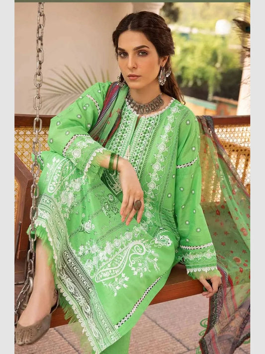 Green Embroidered Lawn Suit
