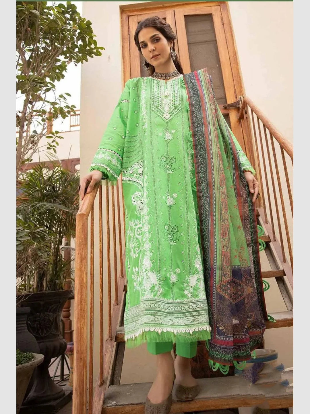 Green Embroidered Lawn Suit